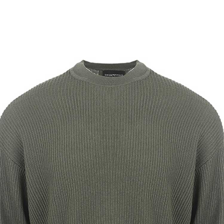 Shop EMPORIO ARMANI FW23  Green Crewneck Knit Sweater Casual Long Sleeve. 6R1MX2-1MAXZ-F608