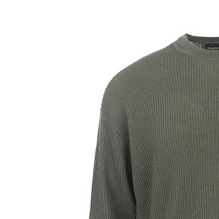 Purchase EMPORIO ARMANI FW23  Green Crewneck Knit Sweater Casual Long Sleeve. 6R1MX2-1MAXZ-F608
