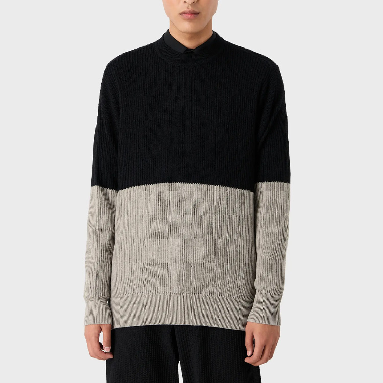Lookbook エンポリオアルマーニ FW23 クルーネック ニットセーター ブラック ベージュ カジュアル. 6R1MX2-1MAXZ-F010
