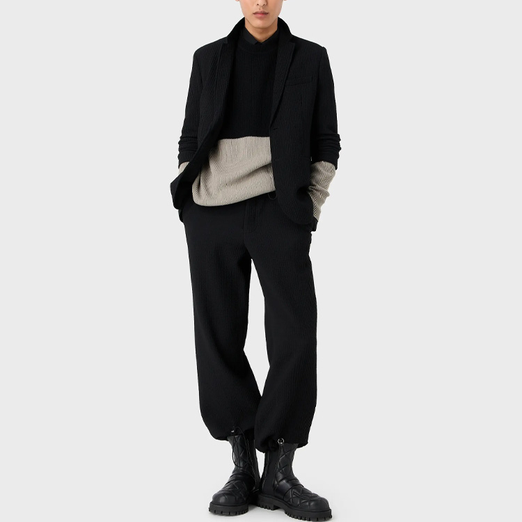 Purchase エンポリオアルマーニ FW23 クルーネック ニットセーター ブラック ベージュ カジュアル. 6R1MX2-1MAXZ-F010