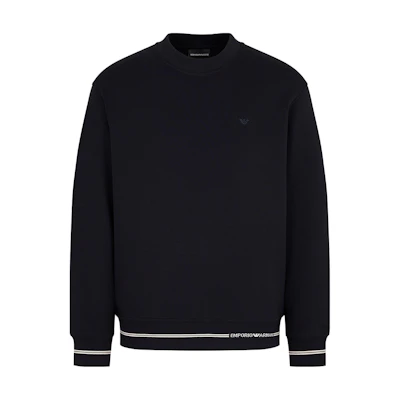 EMPORIO ARMANI FW23 Letter Jacquard Navy Blue Casual Sweatshirt. 6R1MF2-1JHSZ-09R1