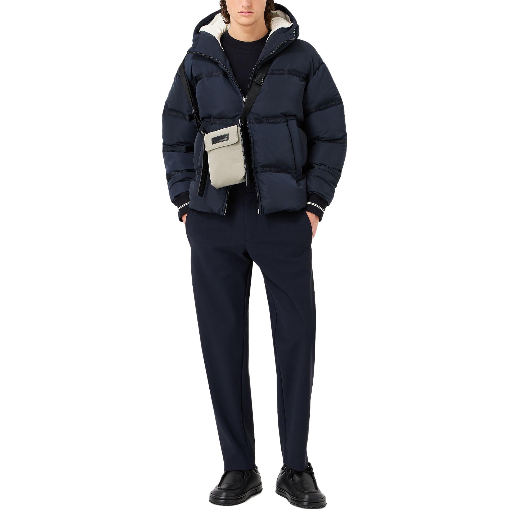 Lookbook EMPORIO ARMANI FW23  Letter Jacquard Navy Blue Casual Sweatshirt. 6R1MF2-1JHSZ-09R1