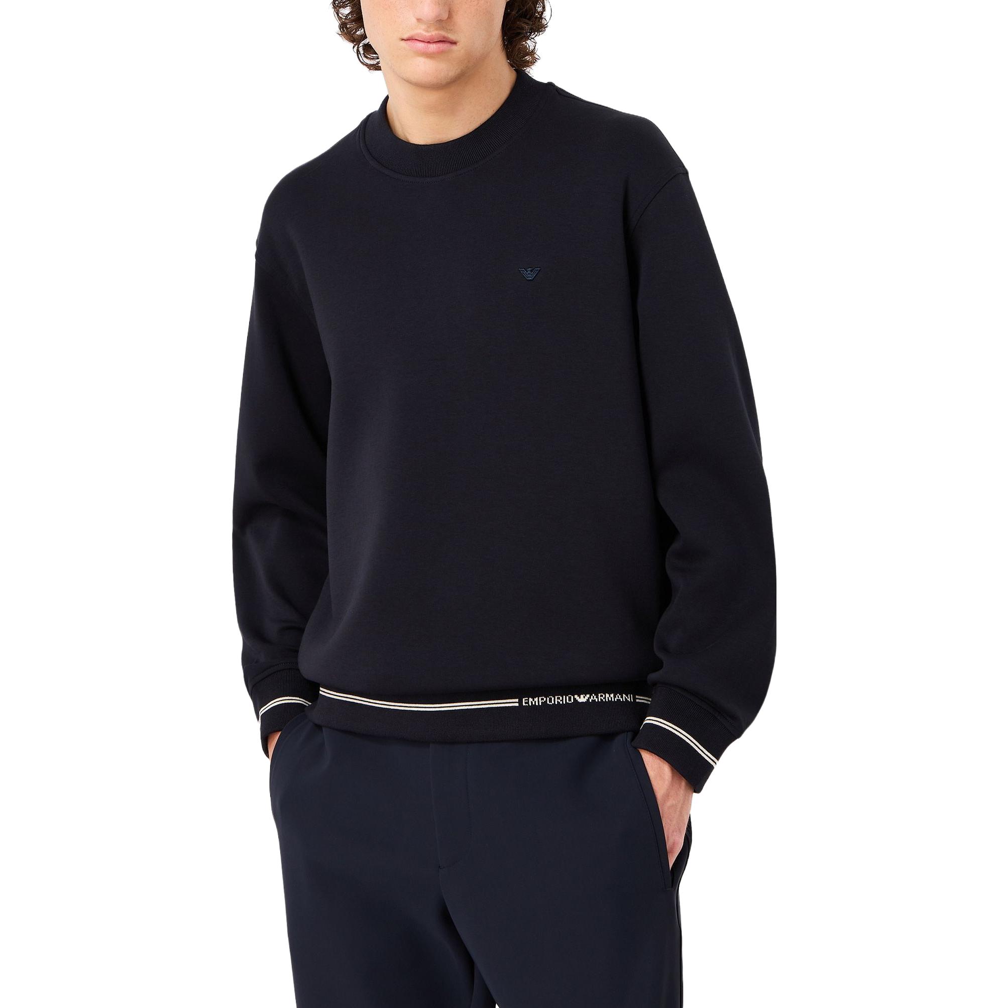 Purchase EMPORIO ARMANI FW23  Letter Jacquard Navy Blue Casual Sweatshirt. 6R1MF2-1JHSZ-09R1
