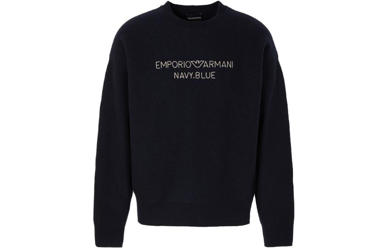 Order EMPORIO ARMANI FW23  Logo Print Black Crewneck Long Sleeve Sweater. 6R1MXD-1MNDZ-0920