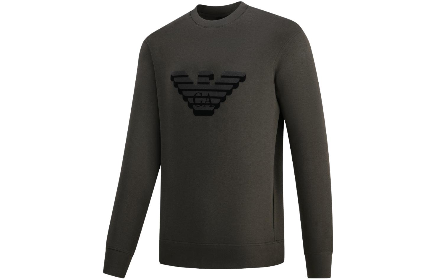 Shop EMPORIO ARMANI FW23  Logo Print Crewneck Long Sleeve Sweatshirt. 6R1MG7-1JHSZ-08A4