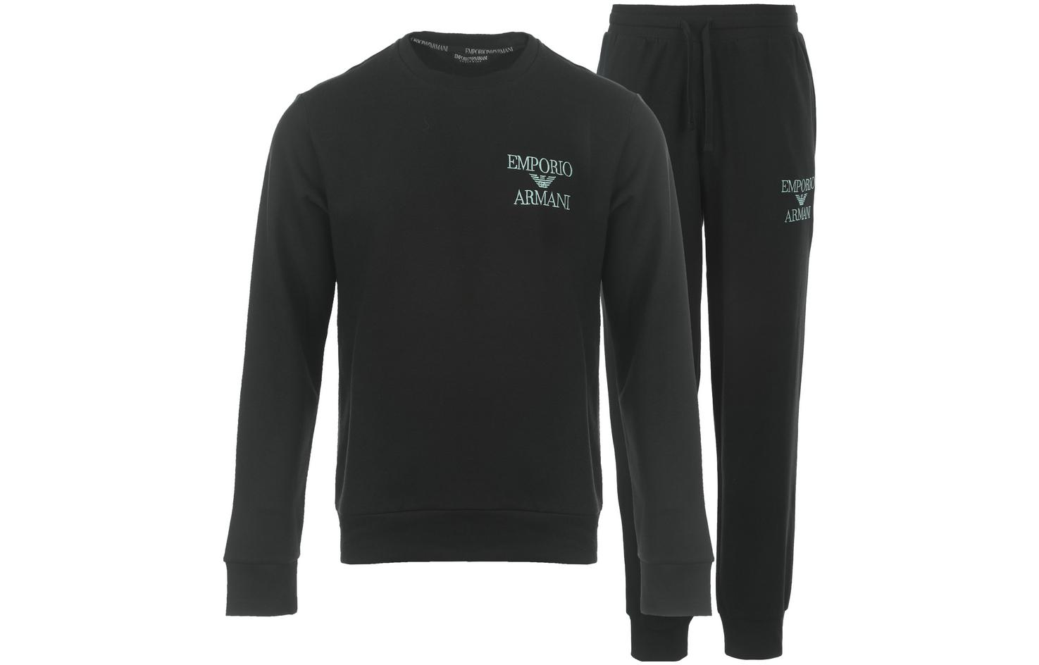 EMPORIO ARMANI FW23  Logo Print Crewneck Sweatshirt Set Black. 111943-3F571-00020