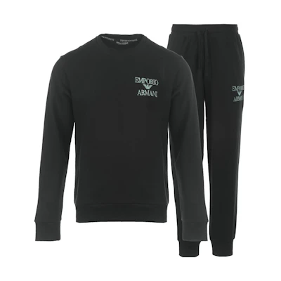 EMPORIO ARMANI FW23 Logo Print Crewneck Sweatshirt Set Black. 111943-3F571-00020