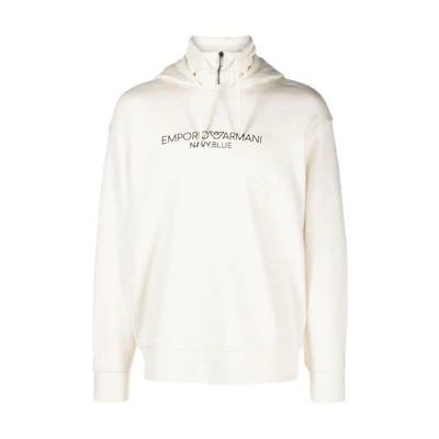 Emporio Armani FW23 Logo Print Pullover Hoodie. 6R1MF6-1JWPZ-0128
