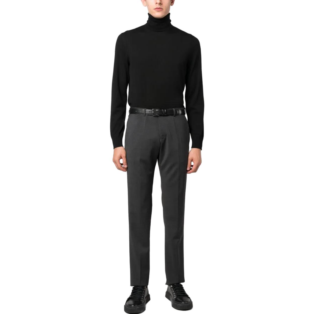 Shop EMPORIO ARMANI FW23  Mid-Rise Straight Suit Pants Black Grey H41P0M01504631