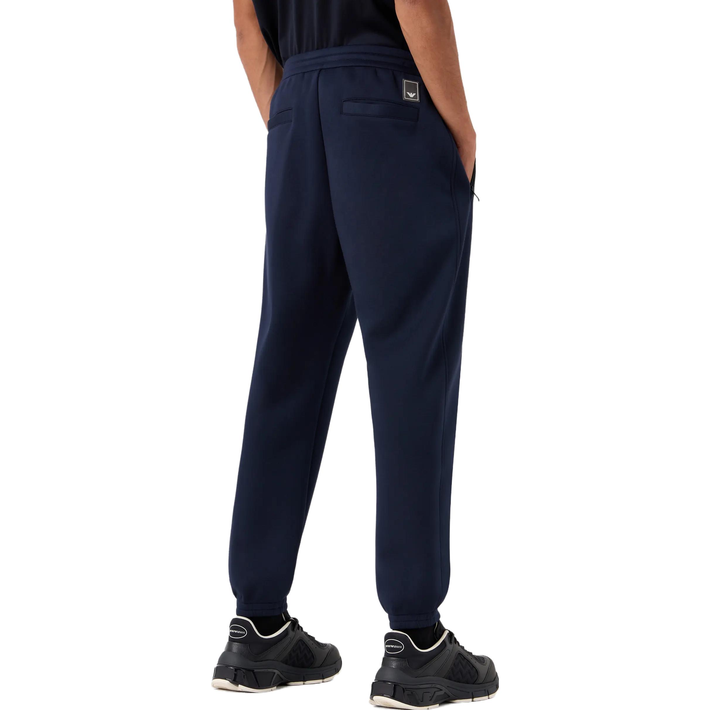 Shop EMPORIO ARMANI FW23  Navy Blue Drawstring Jogger Casual Pants 6R1PQ0-1JNWZ-09B3