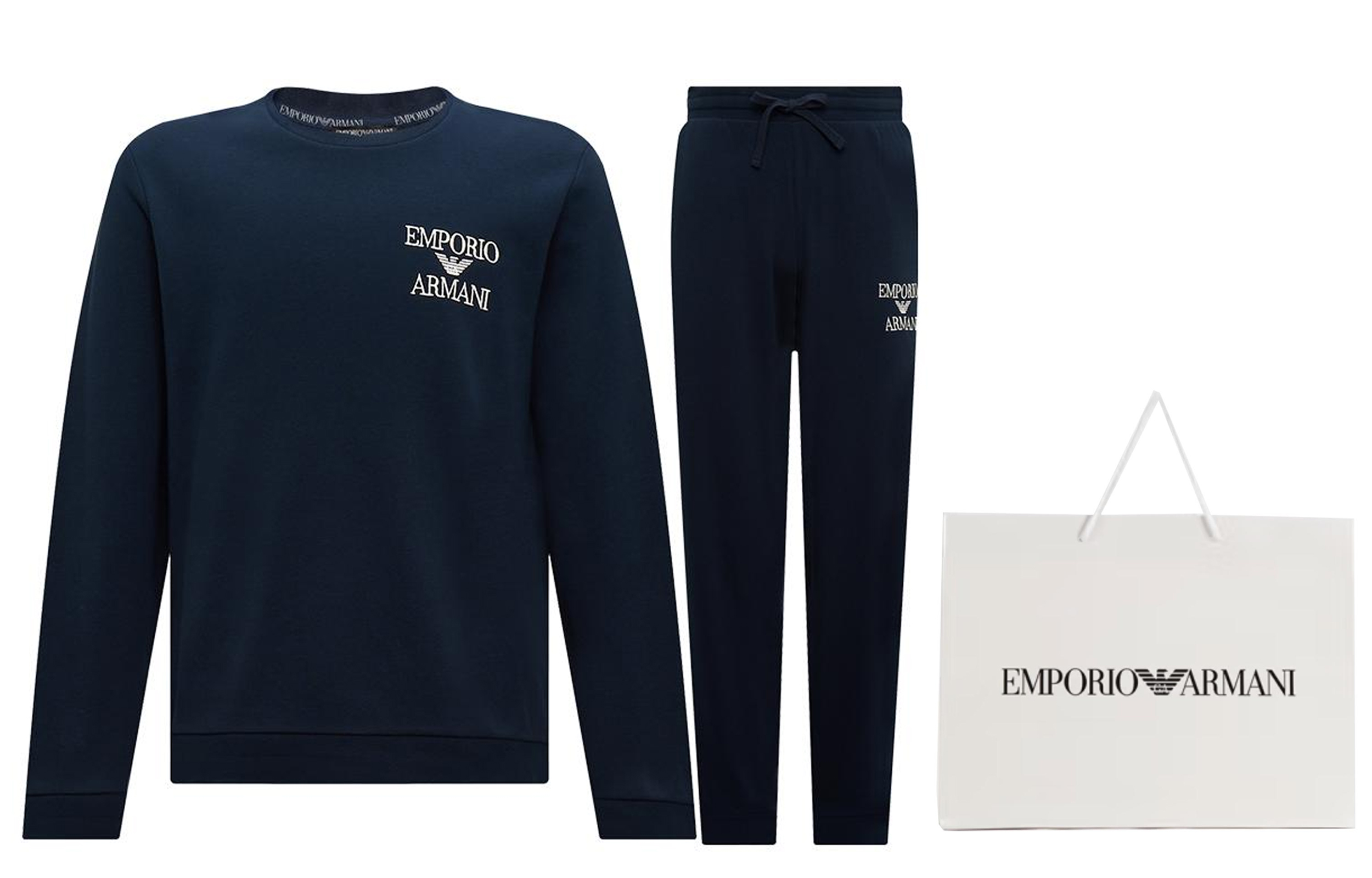 Purchase EMPORIO ARMANI FW23  Navy Blue Embroidered Casual Sportswear Set. 111943-3F571-0135