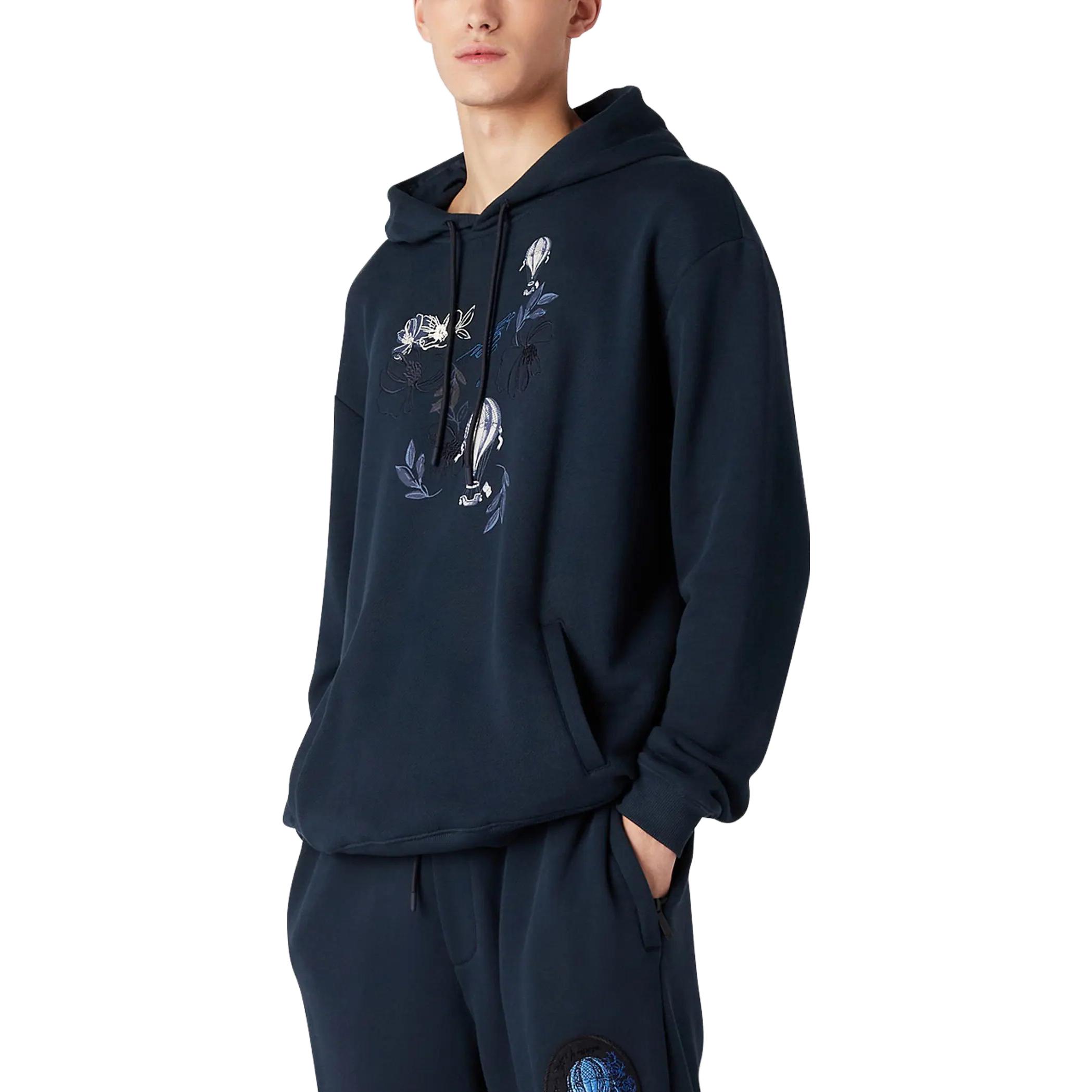 EMPORIO ARMANI FW23  Navy Blue Hoodie with Embroidered Lettering. 6R1M8P-1J7DZ-0954 圖 5