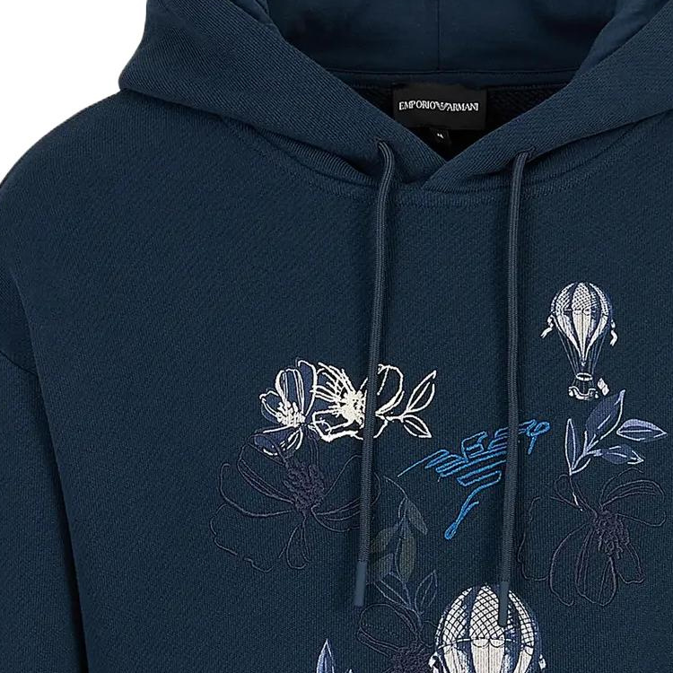 EMPORIO ARMANI FW23  Navy Blue Hoodie with Embroidered Lettering. 6R1M8P-1J7DZ-0954 圖 6