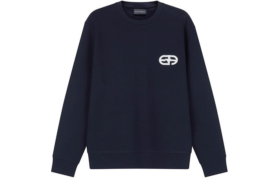 Order EMPORIO ARMANI FW23  Navy Blue Logo Crewneck Pullover Sweatshirt. 8N1ML7-1JHSZ-0920