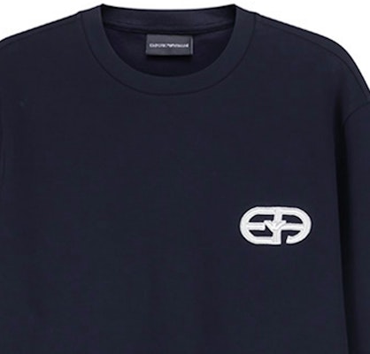 EMPORIO ARMANI FW23 Navy Blue Logo Crewneck Pullover Sweatshirt. 8N1ML7-1JHSZ-0920 Cheap EMPORIO ARMANI FW23 Navy Blue Logo Crewneck Pullover Sweatshirt. 8N1ML7-1JHSZ-0920