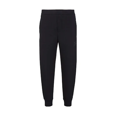 EMPORIO ARMANI FW23 Navy Blue Logo Embroidered Jogger Sweatpants. 8N1PT0-1JHSZ-0920