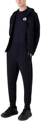 EMPORIO ARMANI FW23 Navy Blue Logo Embroidered Jogger Sweatpants. 8N1PT0-1JHSZ-0920 Lookbook EMPORIO ARMANI FW23 Navy Blue Logo Embroidered Jogger Sweatpants. 8N1PT0-1JHSZ-0920