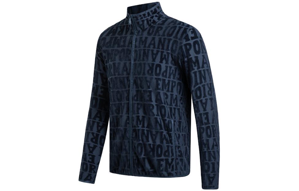 Shop エンポリオ アルマーニ FW23 ネイビー ロゴ レター ジップアップ ジャケット. 112001-3F589-45735