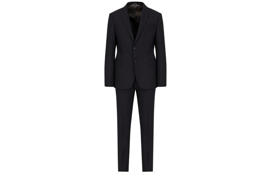 EMPORIO ARMANI FW23  Navy Blue Solid Single-Breasted Suit Set. 01VMEB-0B006-922