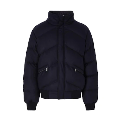 EMPORIO ARMANI FW23 Navy High Neck Zip Cotton Jacket 6R1B7R-1K23Z-0922