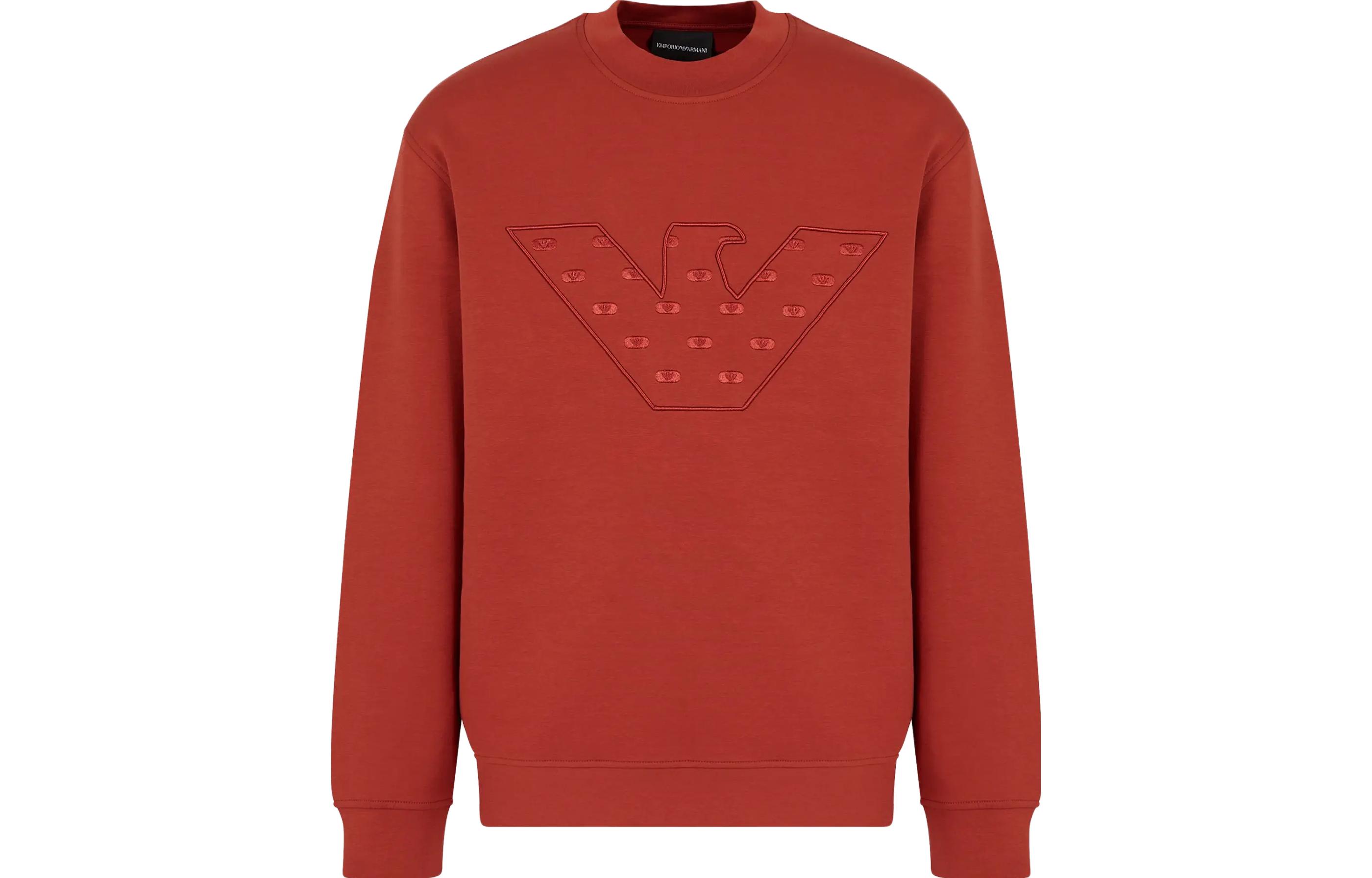 EMPORIO ARMANI FW23  Orange Logo Embroidered Casual Sweatshirt. 6R1ME7-1JHSZ-0454