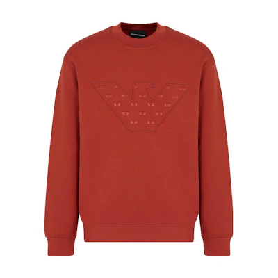 EMPORIO ARMANI FW23 Orange Logo Embroidered Casual Sweatshirt. 6R1ME7-1JHSZ-0454