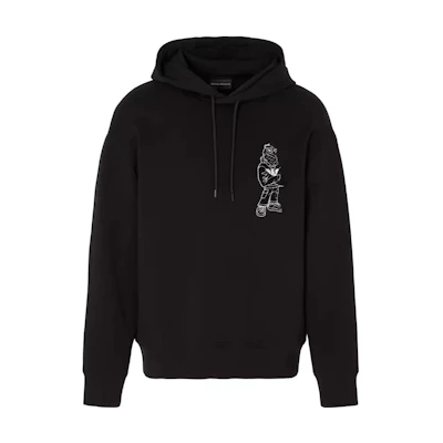 EMPORIO ARMANI FW23 Pattern Embroidered Long-Sleeve Hoodie. 6R1MG9-1JHSZ-0999