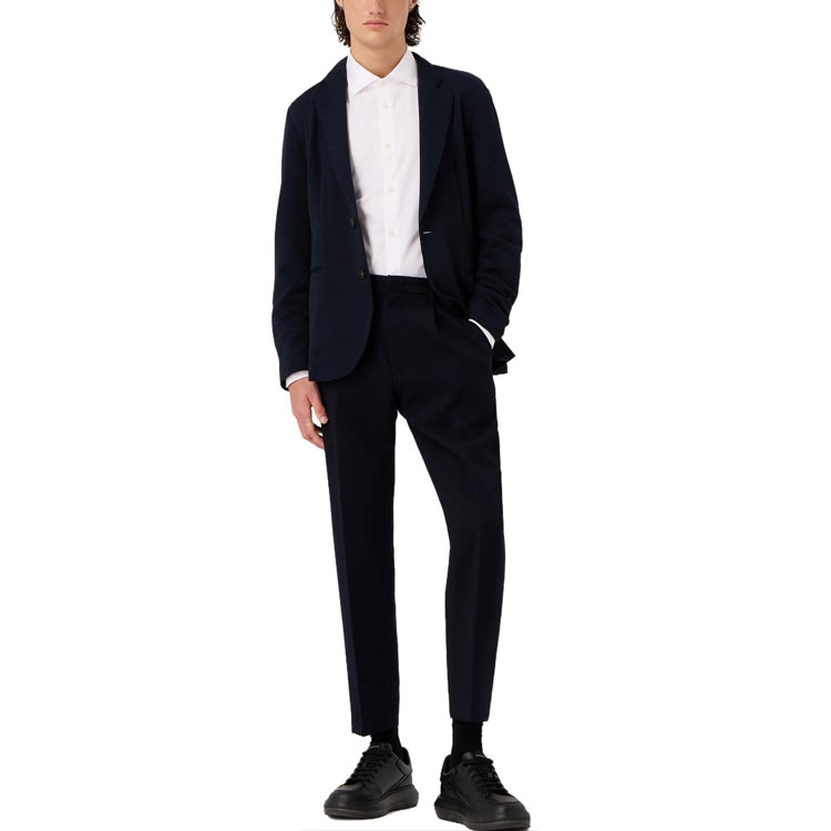 Shop EMPORIO ARMANI FW23  Solid Color Casual Long Sleeve Button-Up Shirt 6R1C86-1NVYZ-1F1D4