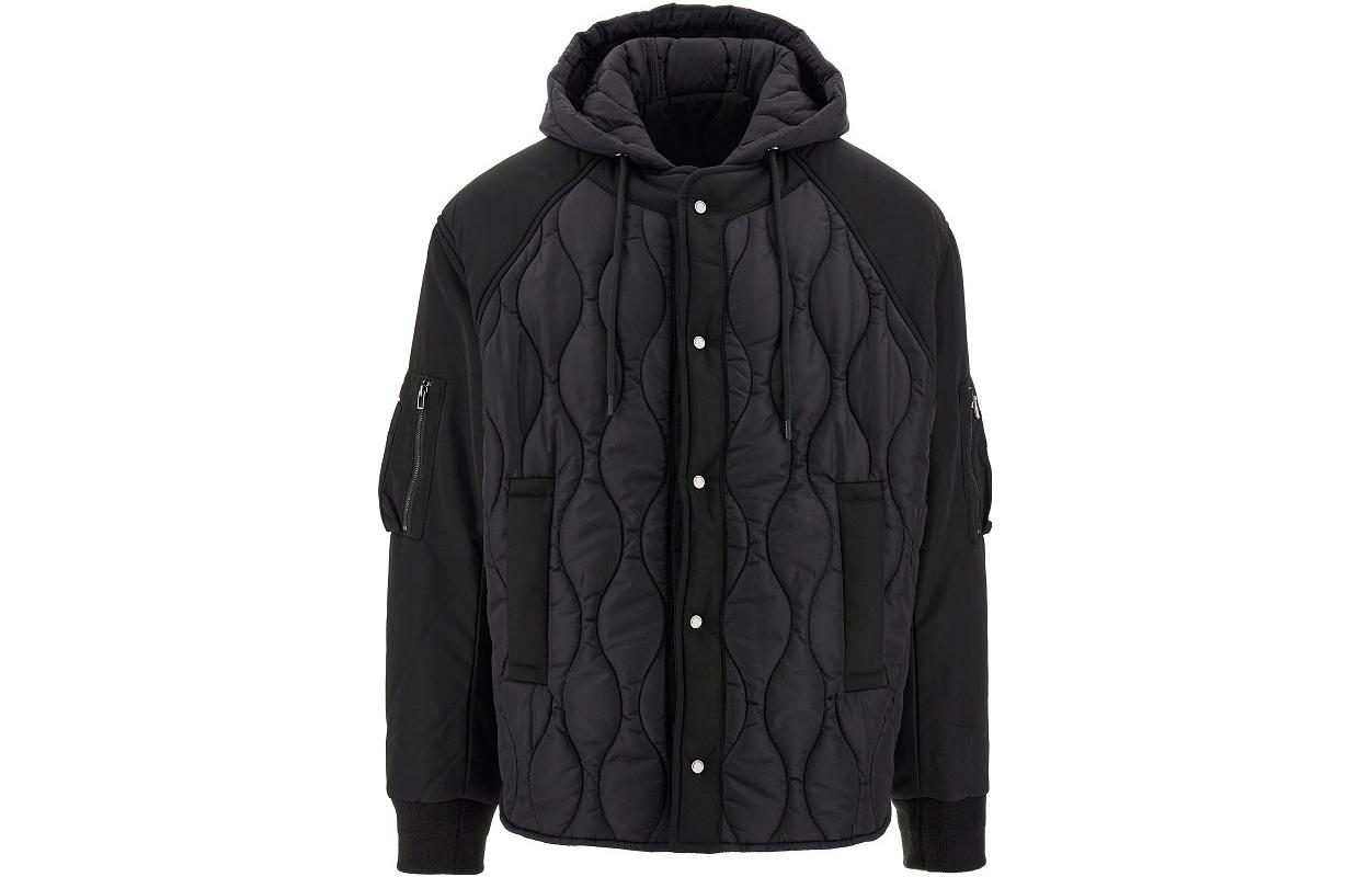 EMPORIO ARMANI FW23  Solid Color Hooded Reversible Cotton Jacket. 6R1B78-1NIKZ-0999