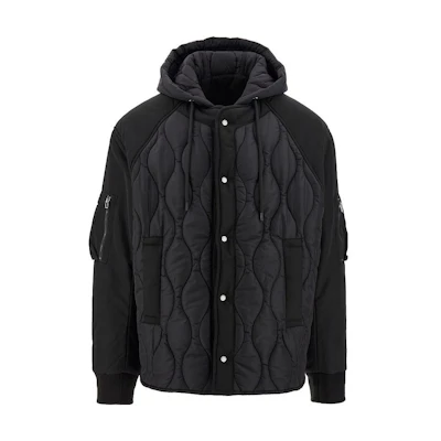 EMPORIO ARMANI FW23 Solid Color Hooded Reversible Cotton Jacket. 6R1B78-1NIKZ-0999