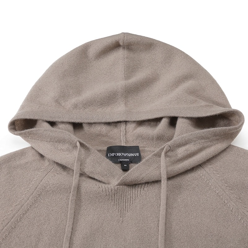 Shop EMPORIO ARMANI FW23 純色針織連帽衫 米色 8N1MY9-1MF8Z-0440
