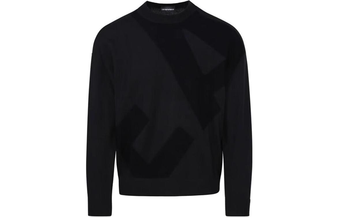 EMPORIO ARMANI FW23  Solid Color Logo Embroidered Crewneck Sweater. 6R1MX4-1MFVZ-F012