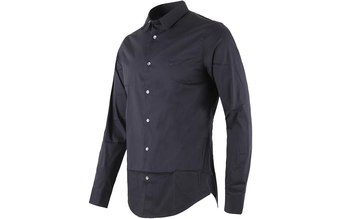 Shop EMPORIO ARMANI FW23 Baju Lengan Panjang Kasual Warna Solid dengan Butang 8N1C09-1N19Z-0934