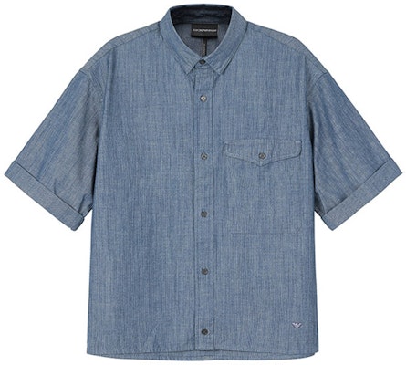 EMPORIO ARMANI FW23 Kemeja Lengan Pendek Warna Biru Solid 6R1CA6-1DRLZ-0941 Buy EMPORIO ARMANI FW23 Kemeja Lengan Pendek Warna Biru Solid 6R1CA6-1DRLZ-0941