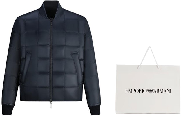 EMPORIO ARMANI FW23 Jaket Hangat Warna Solid dengan Kolar Berdiri dan Zipper. 6R1B84-1NHMZ-06D9 4