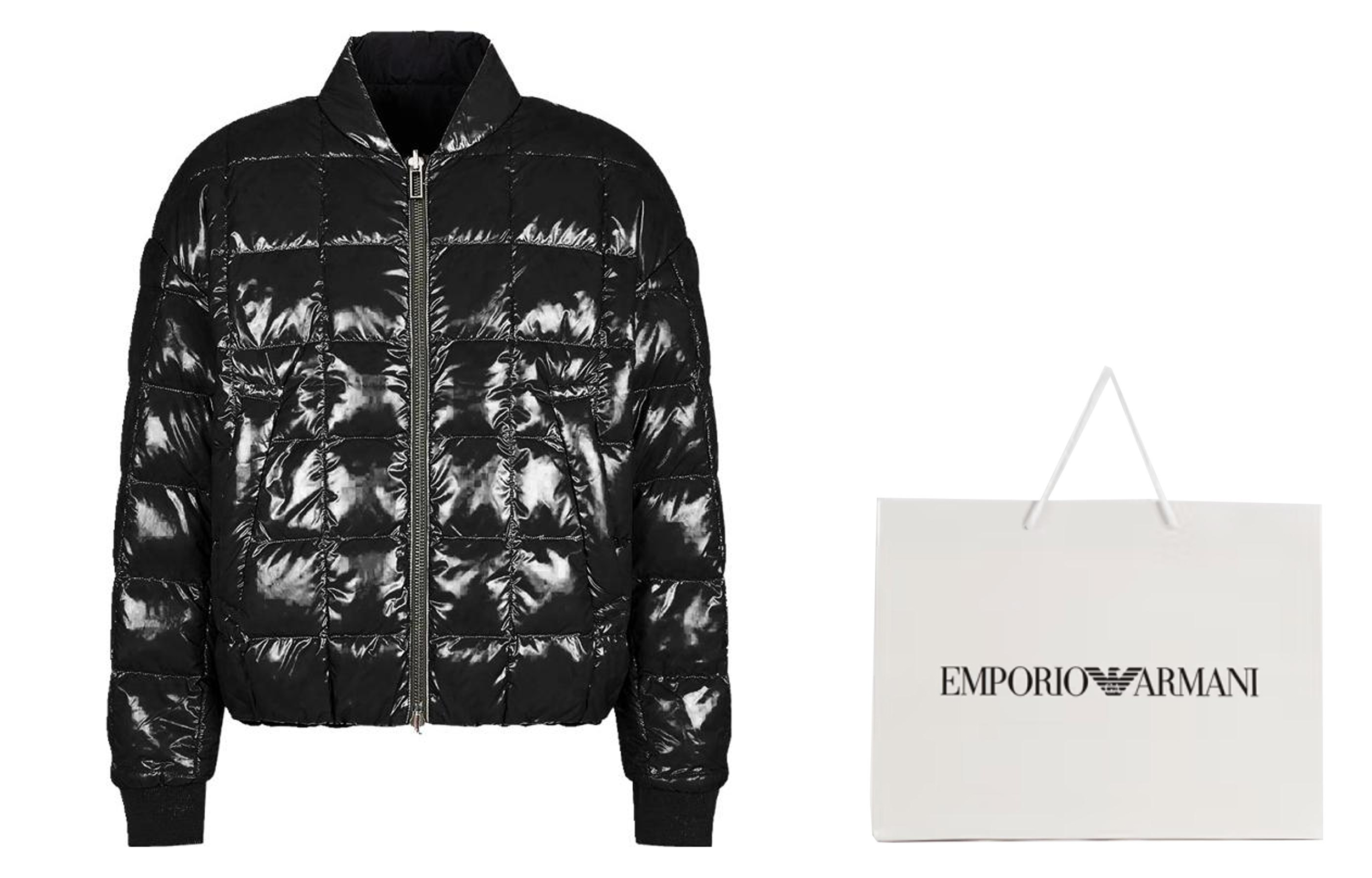 Lookbook EMPORIO ARMANI FW23 Jaket Hangat Warna Solid dengan Kolar Berdiri dan Zipper. 6R1B84-1NHMZ-06D9