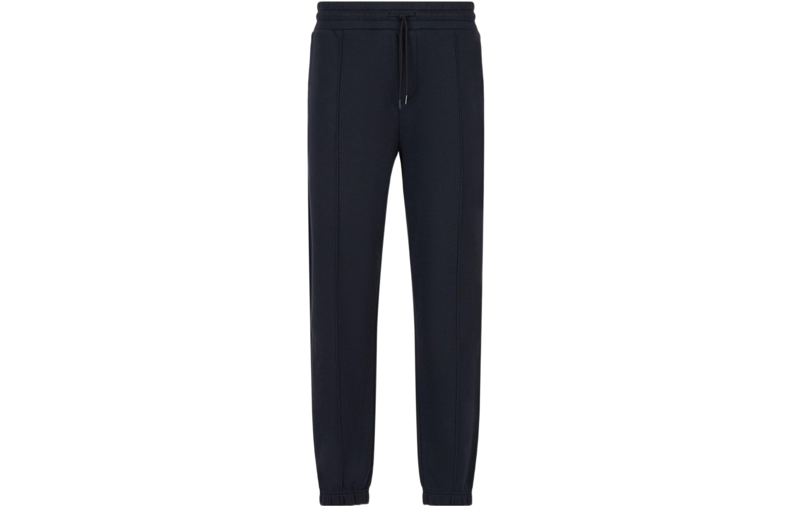 Emporio Armani FW23  Solid Knit Jogger Sweatpants in Navy Blue. 3R1PE7-1JRHZ-0920