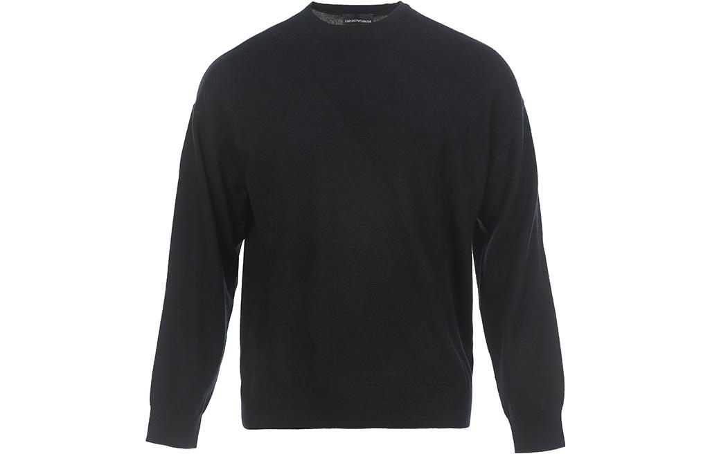 EMPORIO ARMANI FW23  Solid Pullover Knit Sweater Dark Blue 6R1MX4-1MFVZ-F936