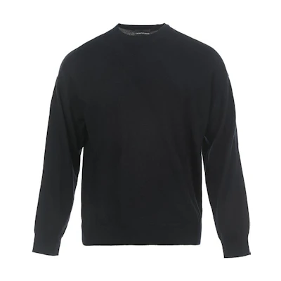 EMPORIO ARMANI FW23 Solid Pullover Knit Sweater Dark Blue 6R1MX4-1MFVZ-F936
