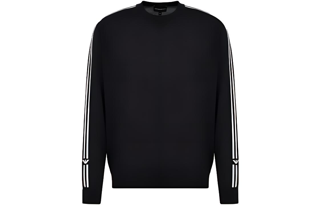 Buy EMPORIO ARMANI FW23  Striped Black Crewneck Sweater Long Sleeve. 6R1MXG-1MNGZ-F093