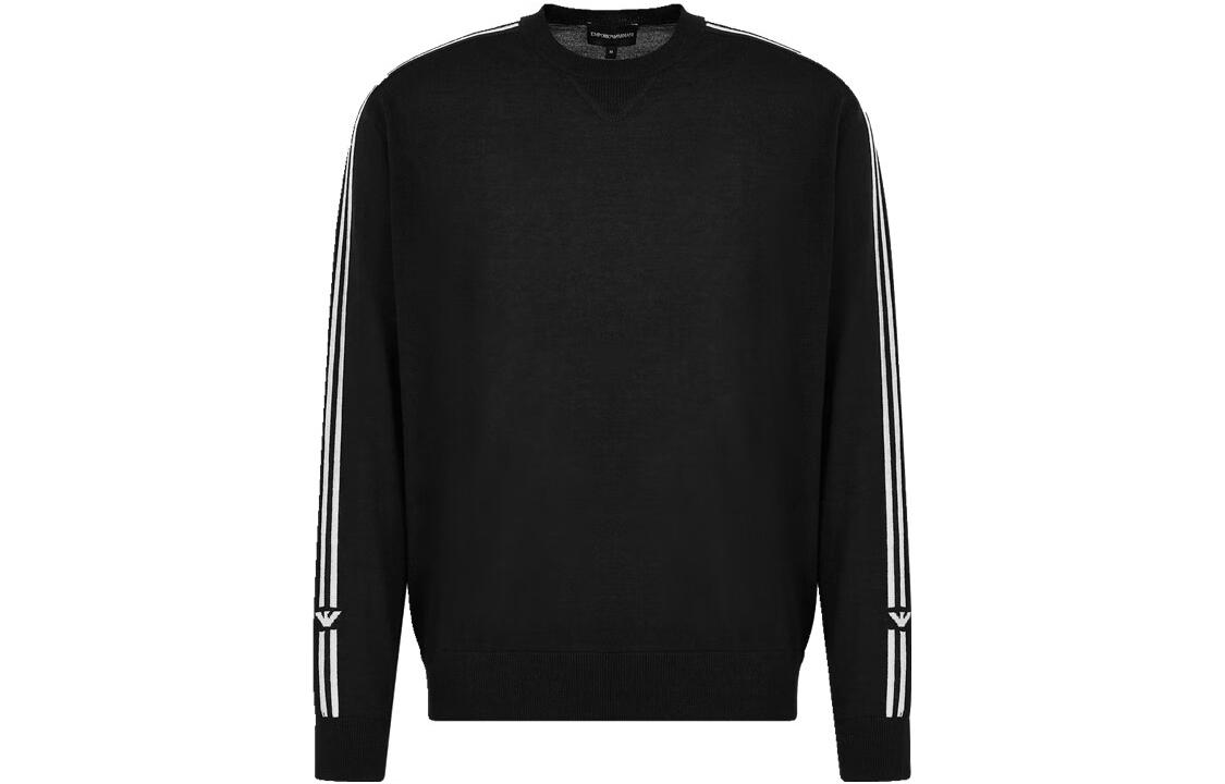 Order EMPORIO ARMANI FW23  Striped Black Crewneck Sweater Long Sleeve. 6R1MXG-1MNGZ-F093