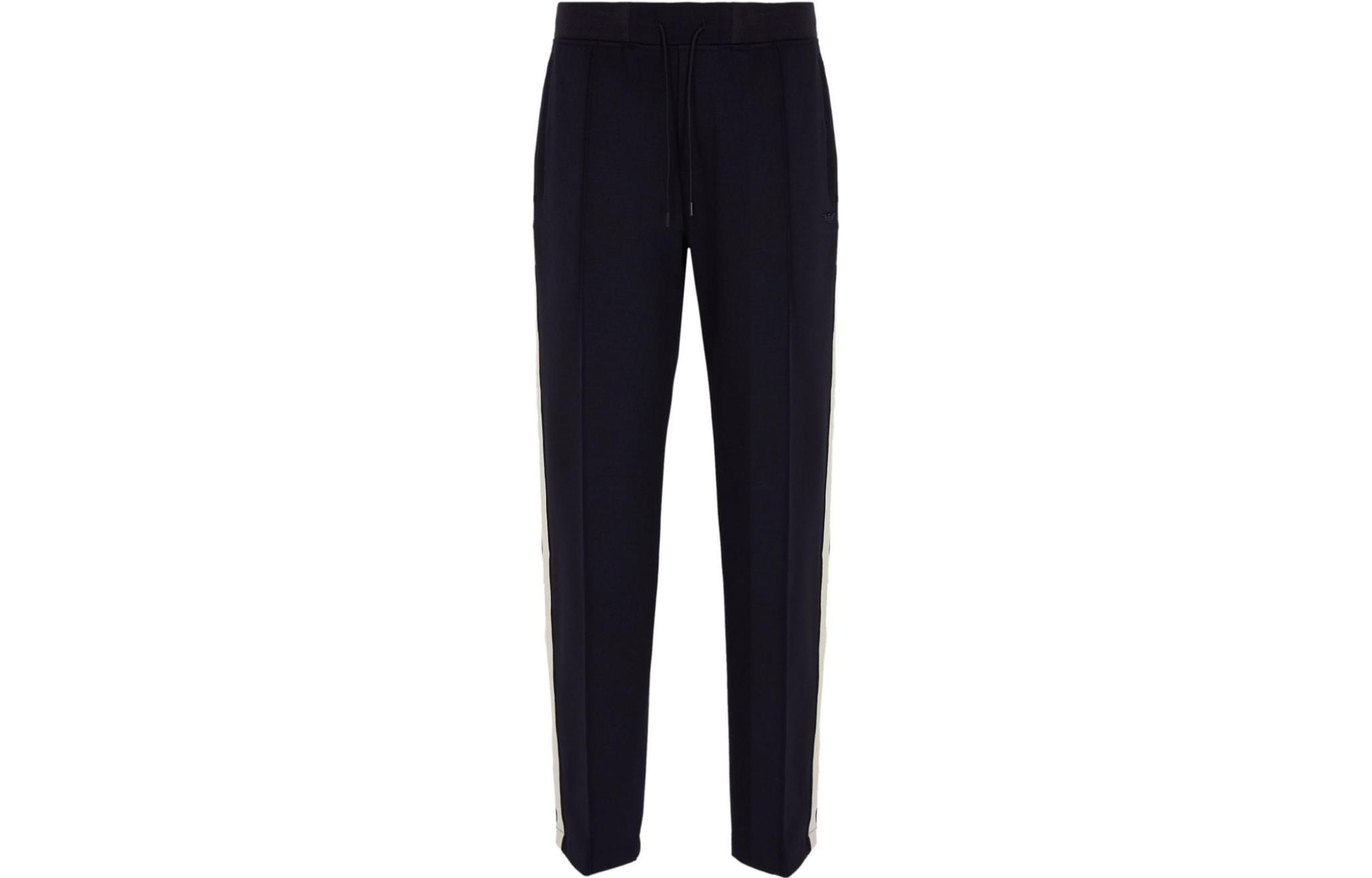 Emporio Armani FW23  Striped Knit Drawstring Sweatpants Black. 6R1PQ31JHQZ0999