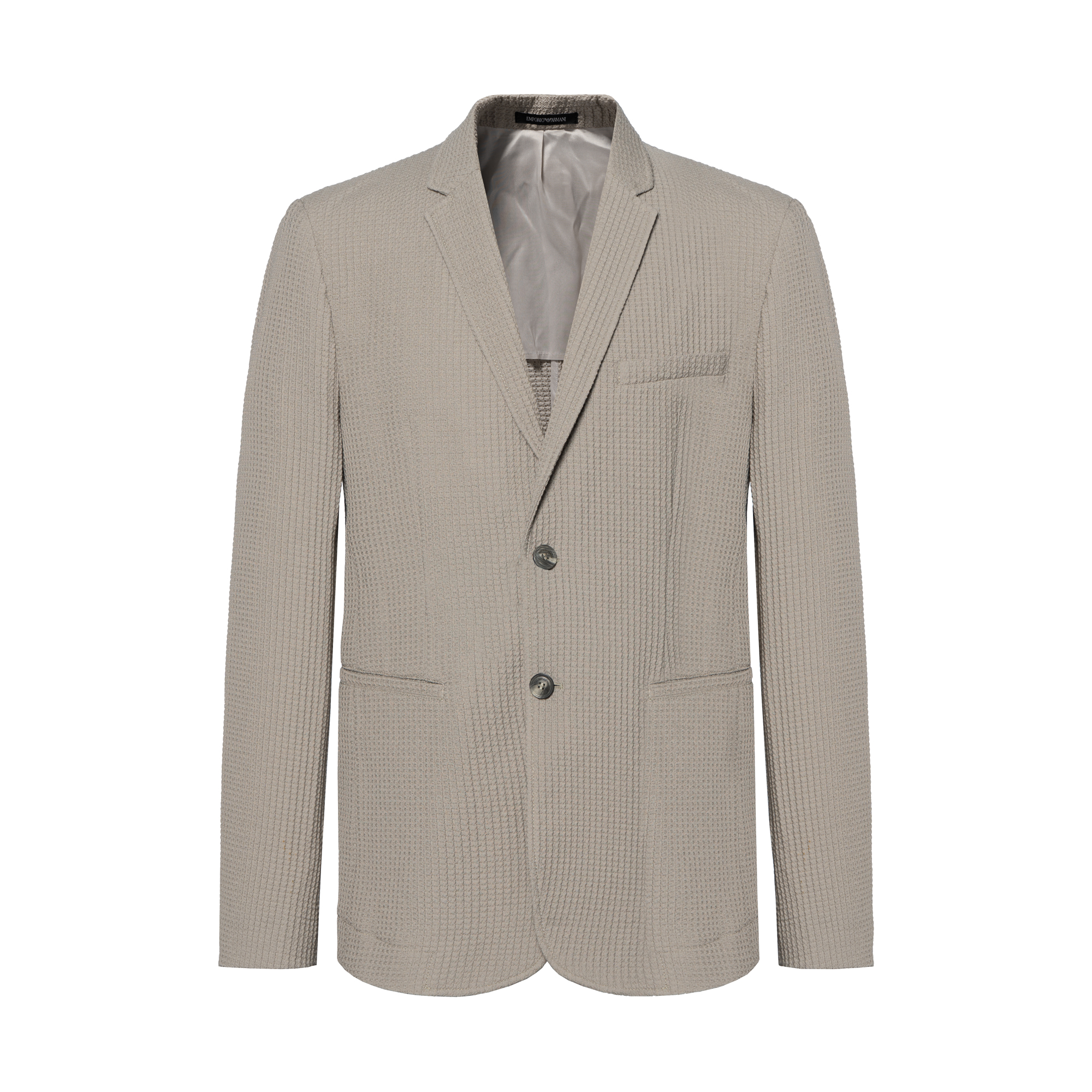 EMPORIO ARMANI FW23  Textured Woven Pinstripe Blazer Light Linen Color H41G62-E1070-112