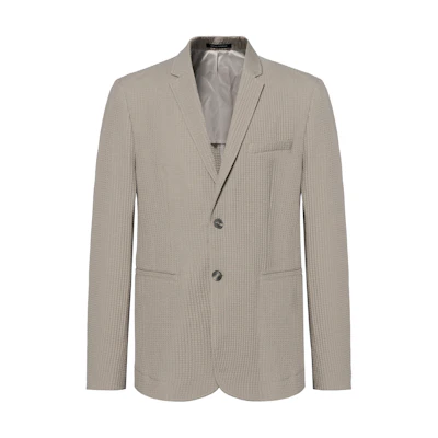 EMPORIO ARMANI FW23 Textured Woven Pinstripe Blazer Light Linen Color H41G62-E1070-112