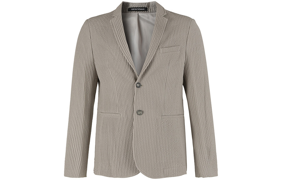 Order EMPORIO ARMANI FW23 条纹纹理编织西装外套 浅亚麻色 H41G62-E1070-112
