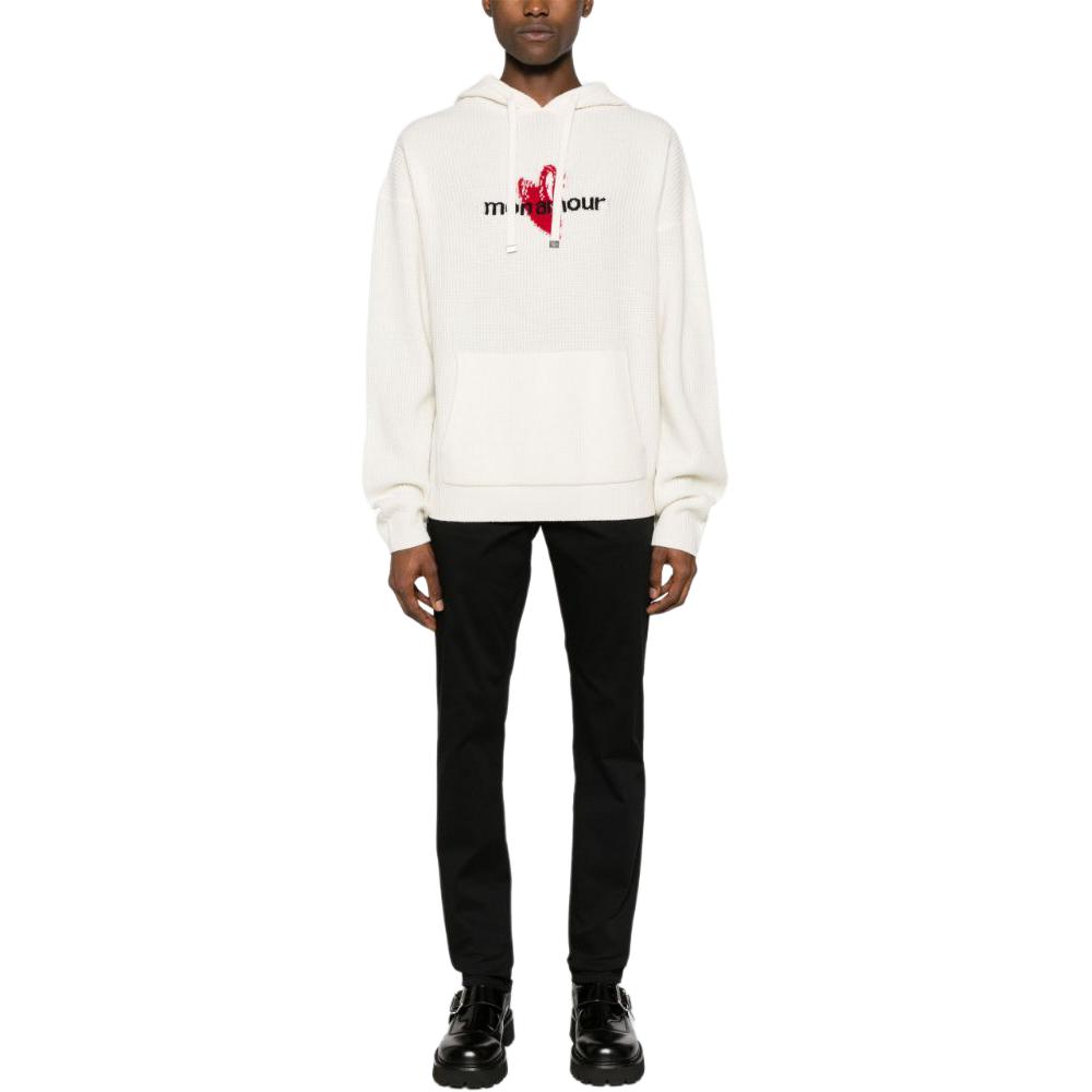 EMPORIO ARMANI FW23  White Heart Letter Hooded Loose Knit Sweater. 3D1MVJ-1M42Z-F130 圖 3