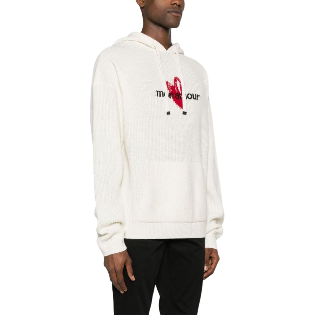 EMPORIO ARMANI FW23  White Heart Letter Hooded Loose Knit Sweater. 3D1MVJ-1M42Z-F130 圖 5