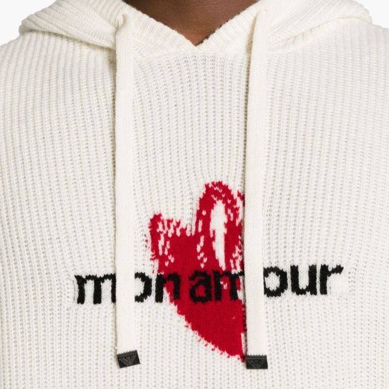 EMPORIO ARMANI FW23  White Heart Letter Hooded Loose Knit Sweater. 3D1MVJ-1M42Z-F130 圖 6
