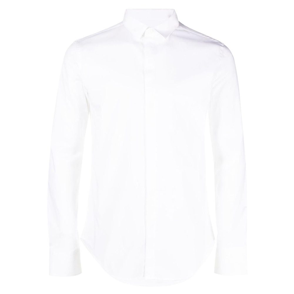 EMPORIO ARMANI FW23  White Solid Button-Up Shirt. 01CC20-01C68-100