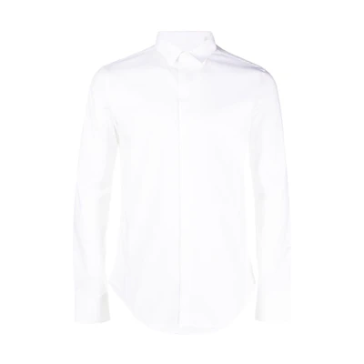 EMPORIO ARMANI FW23 White Solid Button-Up Shirt. 01CC20-01C68-100
